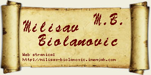 Milisav Biolanović vizit kartica